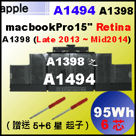 i A1494 = 95 WhjApple MacBookPro Retina 15 A1398  Y2013+Y2014 q 