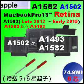 A1502iA1582= 74WhjApple MacBook Pro13 Retina A1502 A1493 q